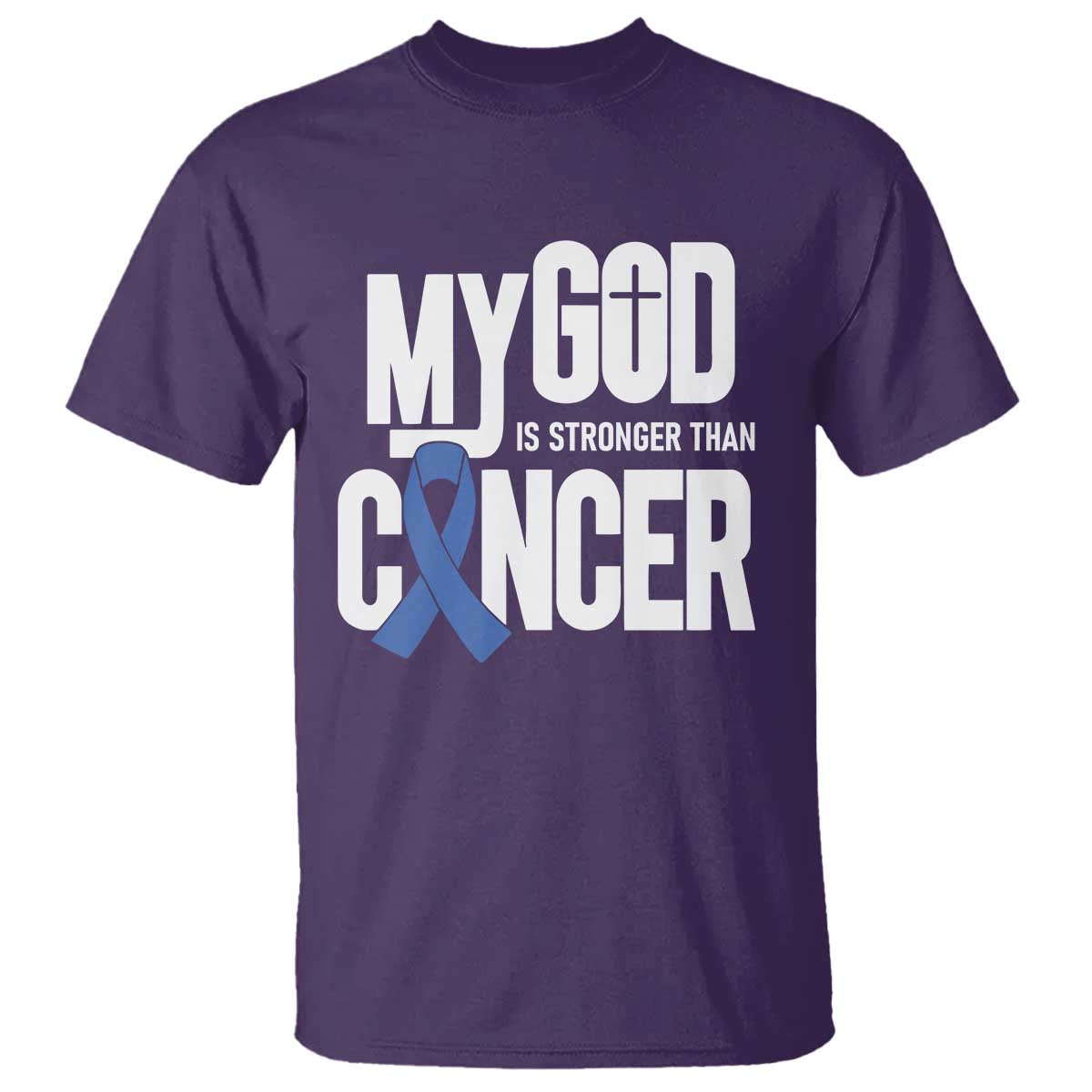 Colorectal Cancer Awareness T Shirt My God Is Stronger Than Cancer TS11 Purple Print Your Wear