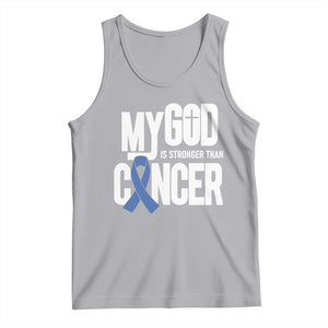 Colorectal Cancer Awareness Tank Top My God Is Stronger Than Cancer TS11 Athletic Heather Print Your Wear