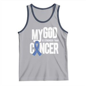 Colorectal Cancer Awareness Tank Top My God Is Stronger Than Cancer TS11 Athletic Heather Navy Print Your Wear