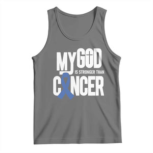 Colorectal Cancer Awareness Tank Top My God Is Stronger Than Cancer TS11 Black Heather Print Your Wear