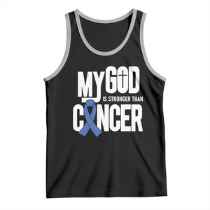 Colorectal Cancer Awareness Tank Top My God Is Stronger Than Cancer TS11 Black Athletic Heather Print Your Wear