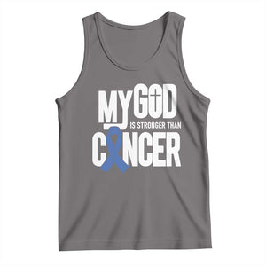 Colorectal Cancer Awareness Tank Top My God Is Stronger Than Cancer TS11 Deep Heather Print Your Wear
