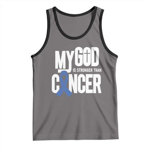 Colorectal Cancer Awareness Tank Top My God Is Stronger Than Cancer TS11 Deep Heather Black Print Your Wear