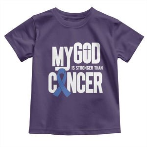 Colorectal Cancer Awareness Toddler T Shirt My God Is Stronger Than Cancer TS11 Purple Print Your Wear
