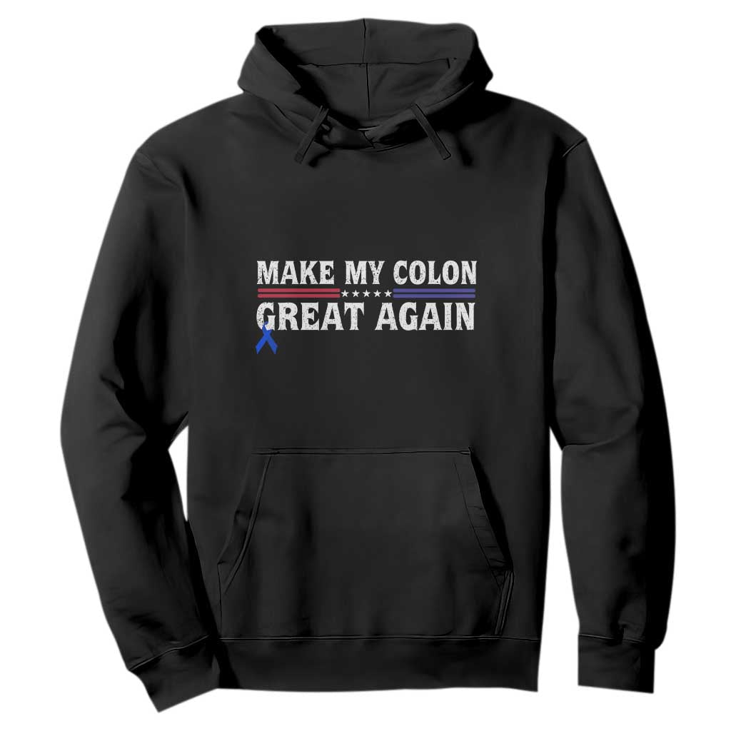 Make My Colon Great Again Hoodie Colorectal Cancer Awareness Vintage Star Blue Ribbon TS11 Black Print Your Wear