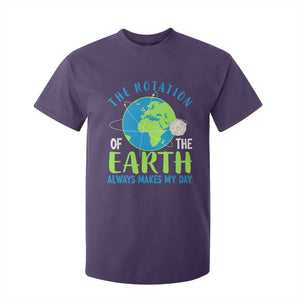 Funny The Rotation Of The Earth Always Makes My Day T Shirt For Kid Climate Change Earth Day Moon TS11 Purple Print Your Wear