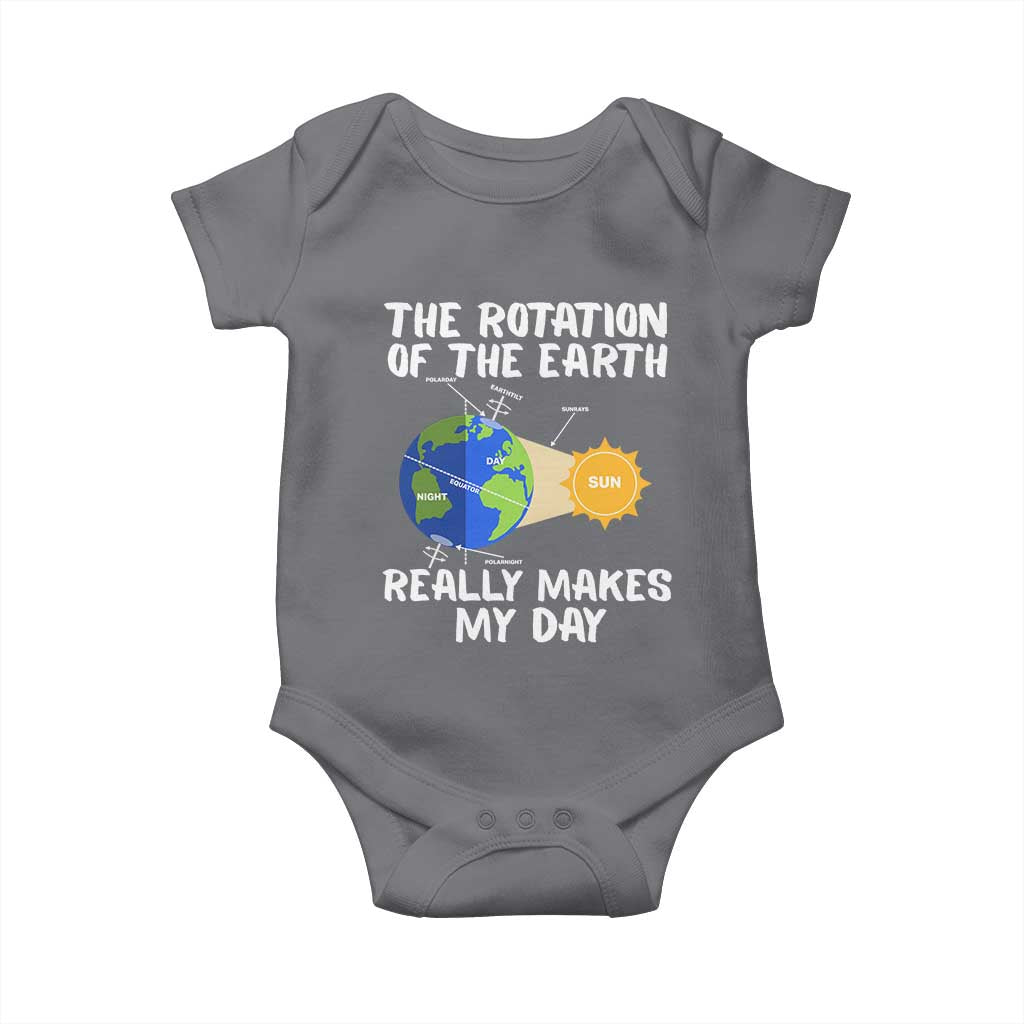 Funny The Rotation Of The Earth Really Makes My Day Baby Onesie Climate Change Earth Day TS11 Charcoal Print Your Wear