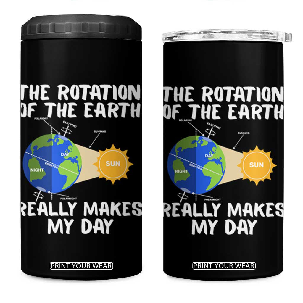 Funny The Rotation Of The Earth Really Makes My Day 4 in 1 Can Cooler Tumbler Climate Change Earth Day TS11 One Size: 16 oz Black Print Your Wear