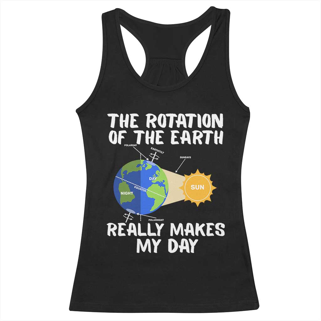 Funny The Rotation Of The Earth Really Makes My Day Racerback Tank Top Climate Change Earth Day TS11 Black Print Your Wear