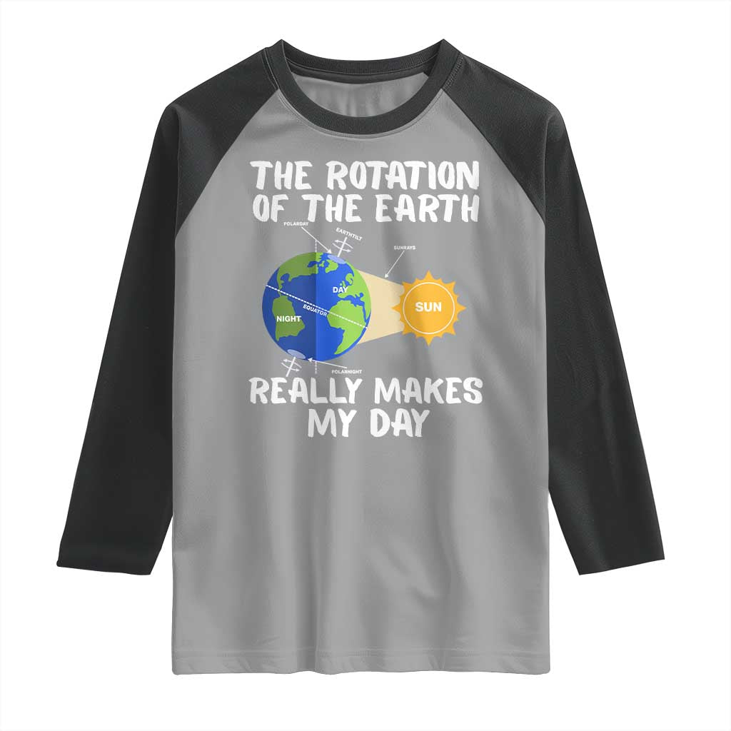 Funny The Rotation Of The Earth Really Makes My Day Raglan Shirt Climate Change Earth Day TS11 Sport Gray Black Print Your Wear