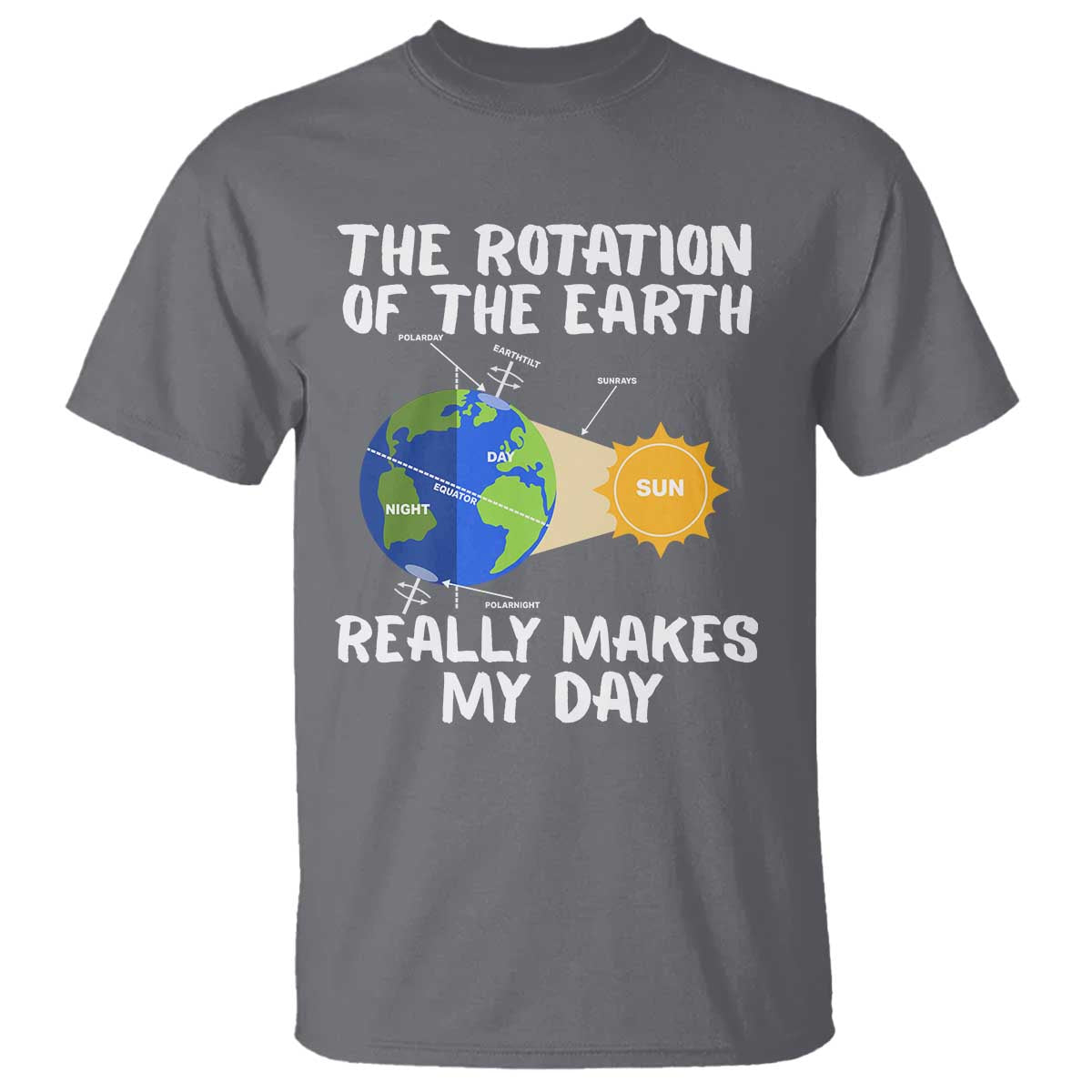 Funny The Rotation Of The Earth Really Makes My Day T Shirt Climate Change Earth Day TS11 Charcoal Print Your Wear