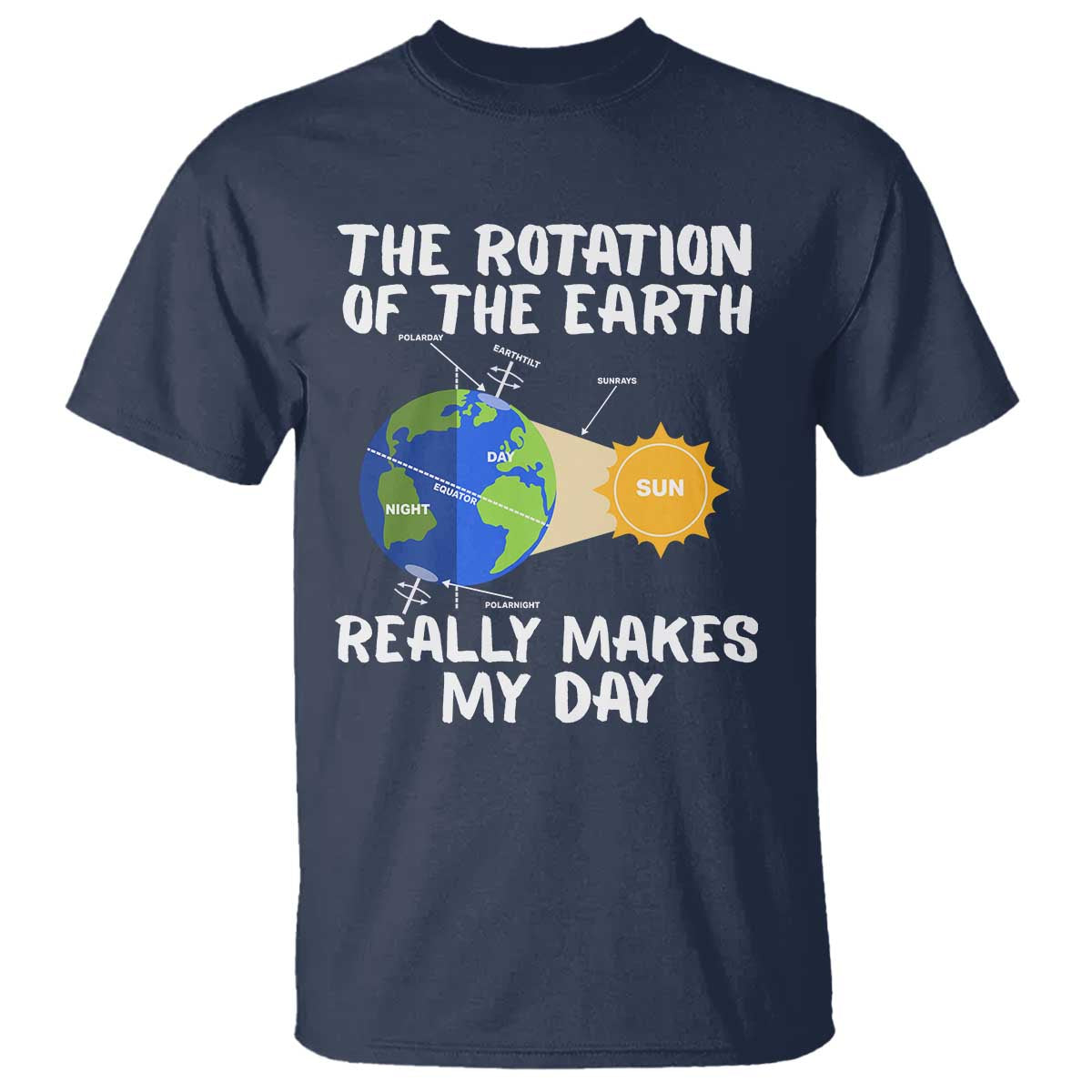 Funny The Rotation Of The Earth Really Makes My Day T Shirt Climate Change Earth Day TS11 Navy Print Your Wear