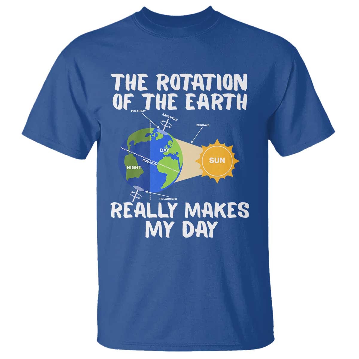 Funny The Rotation Of The Earth Really Makes My Day T Shirt Climate Change Earth Day TS11 Royal Blue Print Your Wear