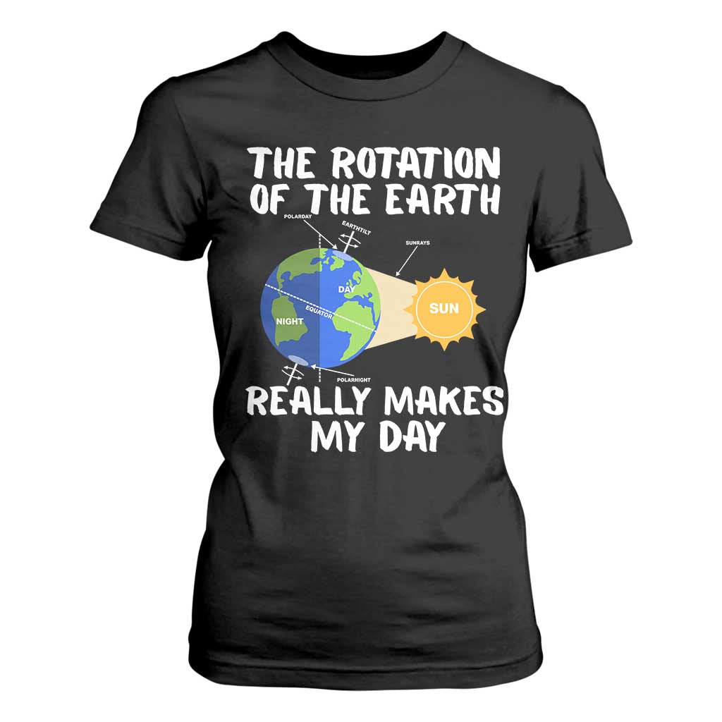 Funny The Rotation Of The Earth Really Makes My Day T Shirt For Women Climate Change Earth Day TS11 Black Print Your Wear