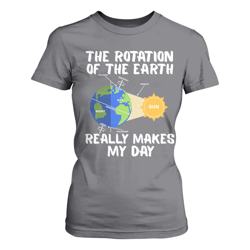 Funny The Rotation Of The Earth Really Makes My Day T Shirt For Women Climate Change Earth Day TS11 Charcoal Print Your Wear