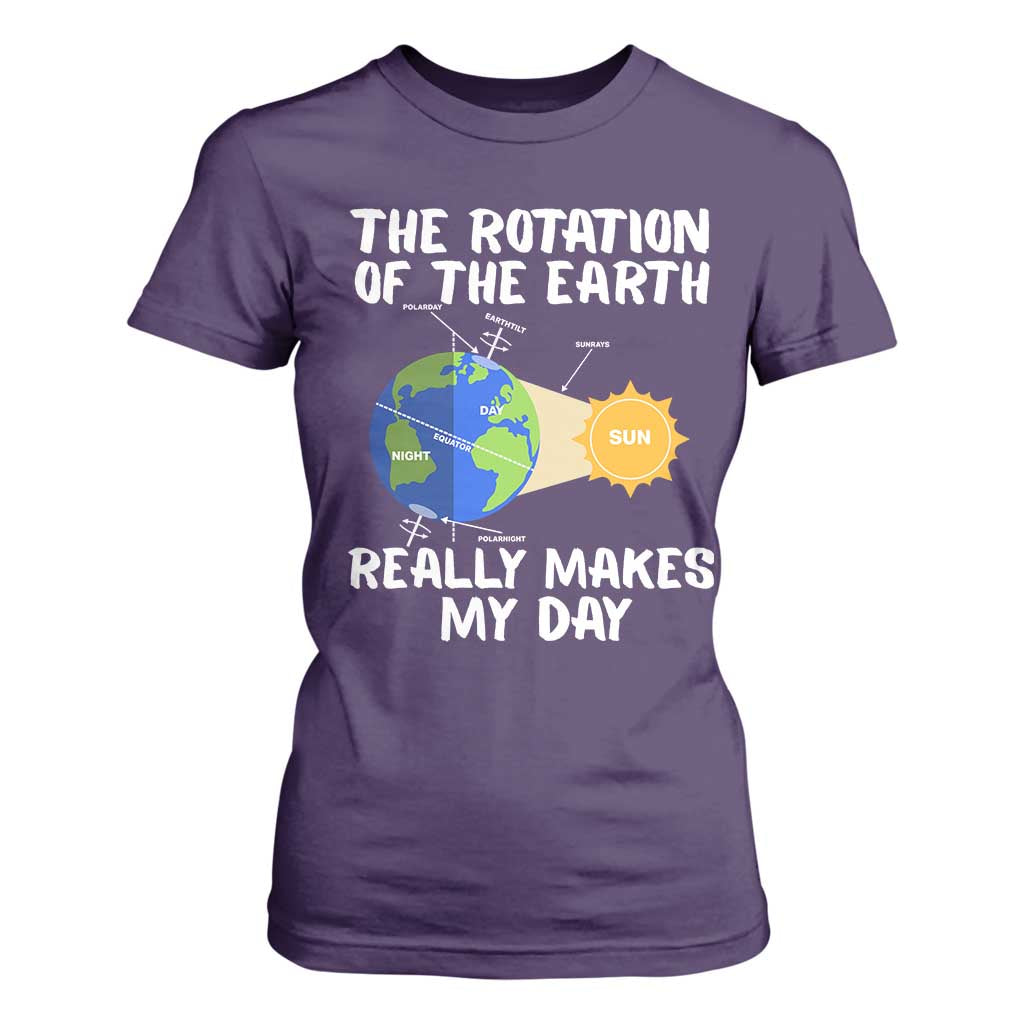 Funny The Rotation Of The Earth Really Makes My Day T Shirt For Women Climate Change Earth Day TS11 Purple Print Your Wear