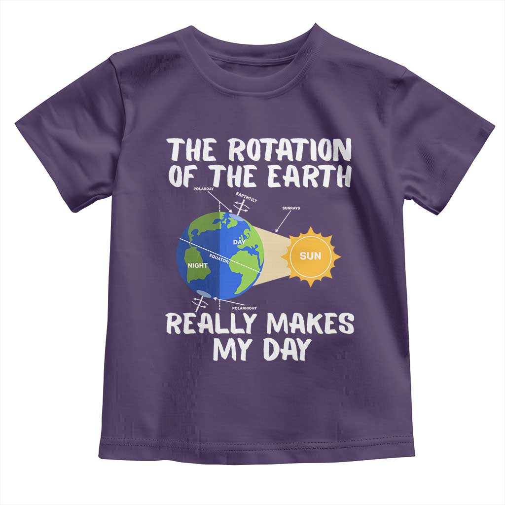 Funny The Rotation Of The Earth Really Makes My Day Toddler T Shirt Climate Change Earth Day TS11 Purple Print Your Wear