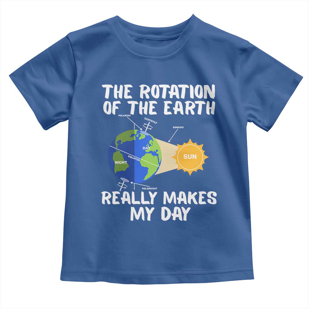 Funny The Rotation Of The Earth Really Makes My Day Toddler T Shirt Climate Change Earth Day TS11 Royal Blue Print Your Wear