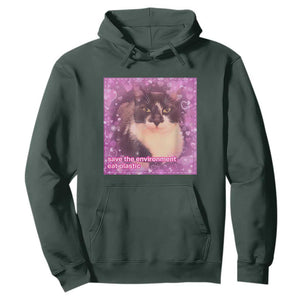 Funny Save The Environment Eat Plastic Hoodie Cat Meme TS11 Dark Forest Green Print Your Wear