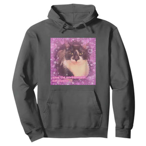 Funny Save The Environment Eat Plastic Hoodie Cat Meme TS11 Dark Heather Print Your Wear