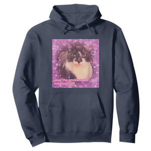 Funny Save The Environment Eat Plastic Hoodie Cat Meme TS11 Navy Print Your Wear