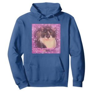 Funny Save The Environment Eat Plastic Hoodie Cat Meme TS11 Royal Blue Print Your Wear