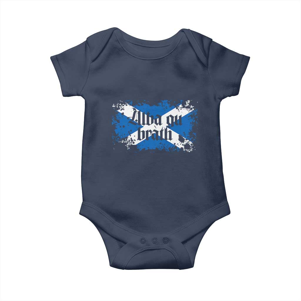 Alba Gu Brath Baby Onesie Vintage Scottish Scotland Flag Saltire TS11 Navy Print Your Wear