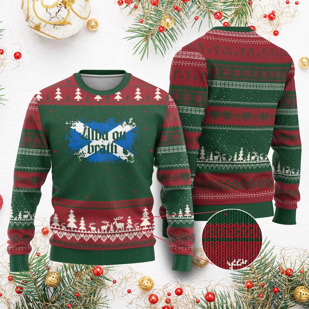 Alba Gu Brath Ugly Christmas Sweater Vintage Scottish Scotland Flag Saltire TS11 Red Green Print Your Wear