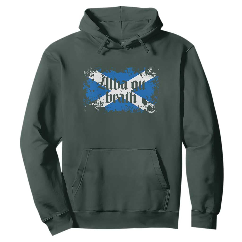 Alba Gu Brath Hoodie Vintage Scottish Scotland Flag Saltire TS11 Dark Forest Green Print Your Wear