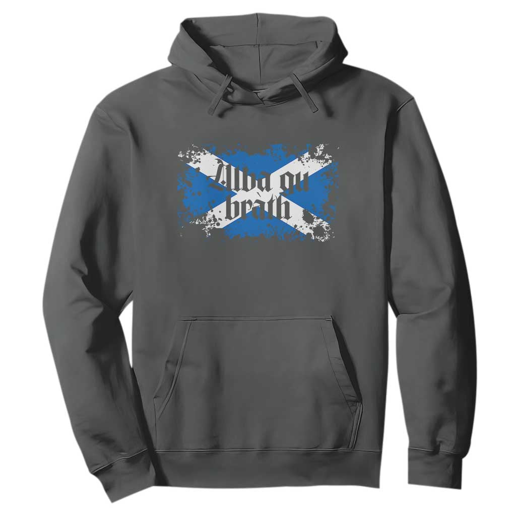 Alba Gu Brath Hoodie Vintage Scottish Scotland Flag Saltire TS11 Dark Heather Print Your Wear