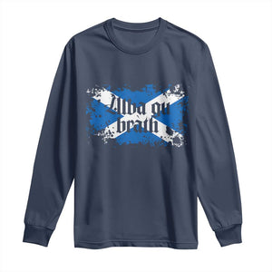 Alba Gu Brath Long Sleeve Shirt Vintage Scottish Scotland Flag Saltire TS11 Navy Print Your Wear