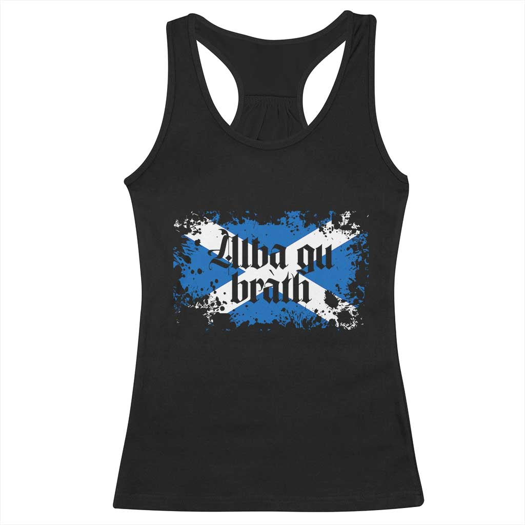 Alba Gu Brath Racerback Tank Top Vintage Scottish Scotland Flag Saltire TS11 Black Print Your Wear