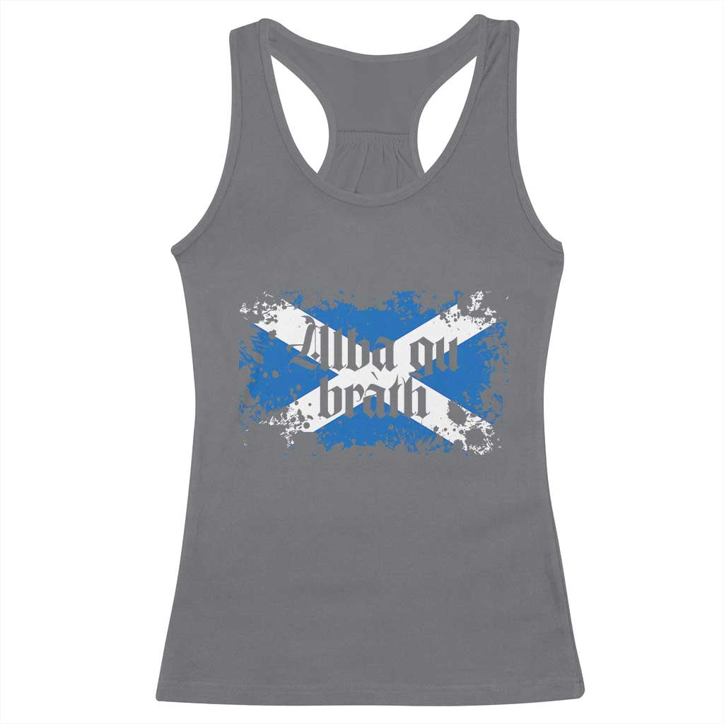 Alba Gu Brath Racerback Tank Top Vintage Scottish Scotland Flag Saltire TS11 Charcoal Print Your Wear