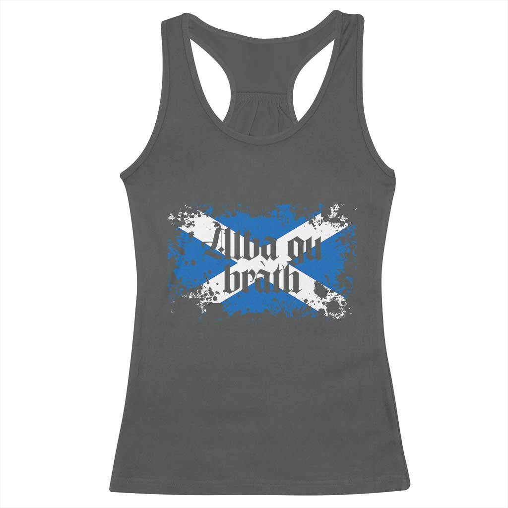 Alba Gu Brath Racerback Tank Top Vintage Scottish Scotland Flag Saltire TS11 Dark Heather Print Your Wear