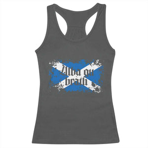 Alba Gu Brath Racerback Tank Top Vintage Scottish Scotland Flag Saltire TS11 Dark Heather Print Your Wear