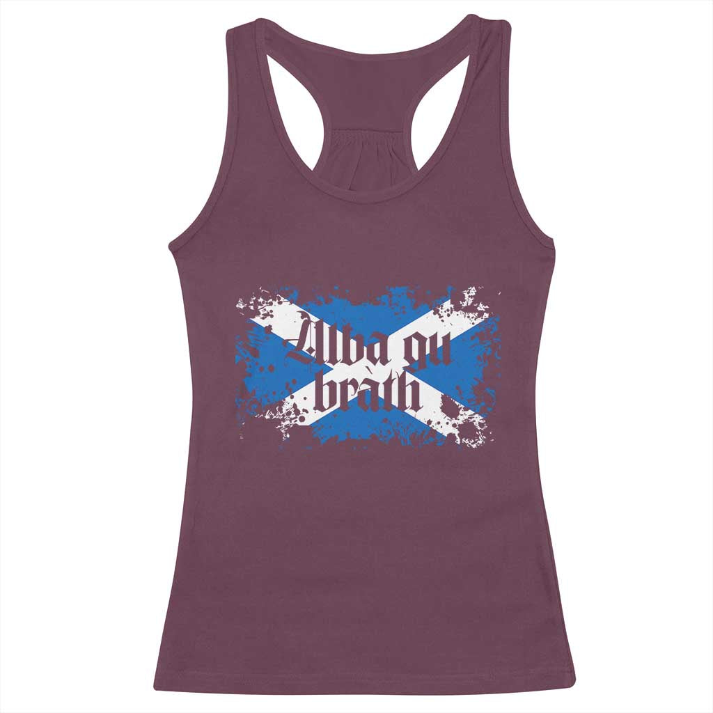 Alba Gu Brath Racerback Tank Top Vintage Scottish Scotland Flag Saltire TS11 Maroon Print Your Wear