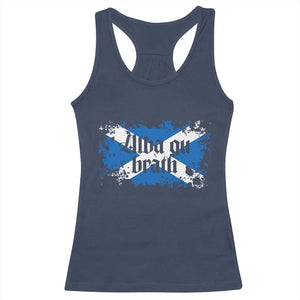 Alba Gu Brath Racerback Tank Top Vintage Scottish Scotland Flag Saltire TS11 Navy Print Your Wear
