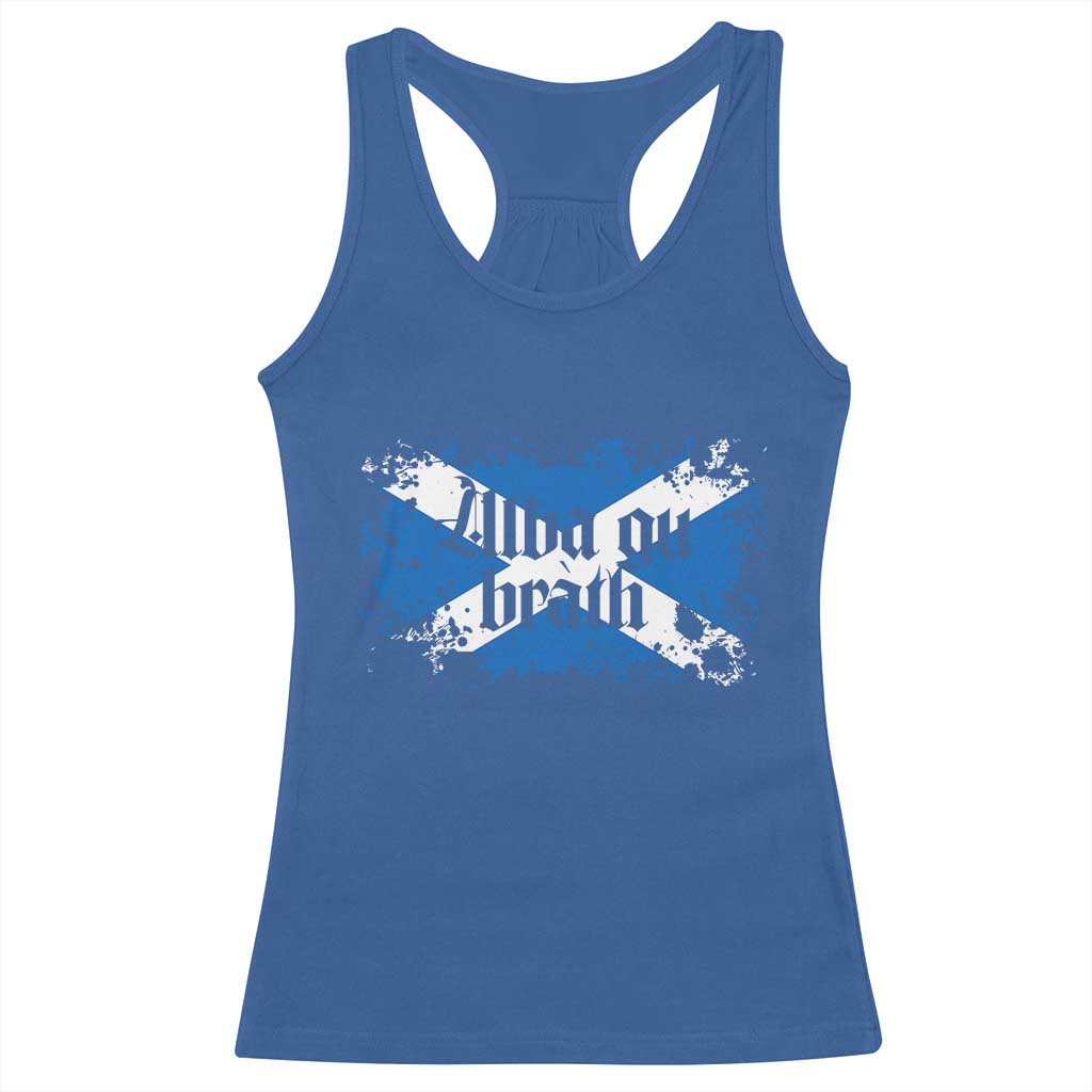 Alba Gu Brath Racerback Tank Top Vintage Scottish Scotland Flag Saltire TS11 Royal Blue Print Your Wear