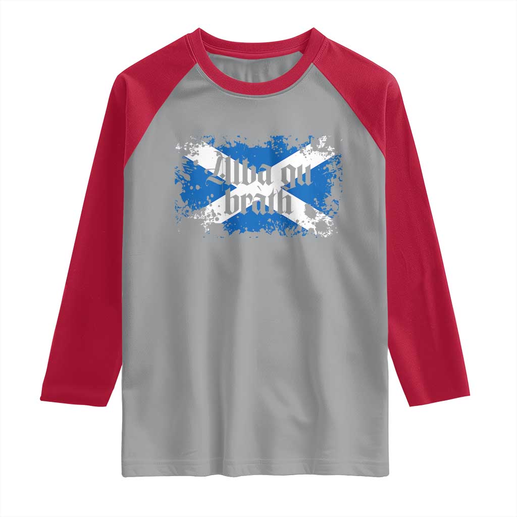 Alba Gu Brath Raglan Shirt Vintage Scottish Scotland Flag Saltire TS11 Sport Gray Red Print Your Wear