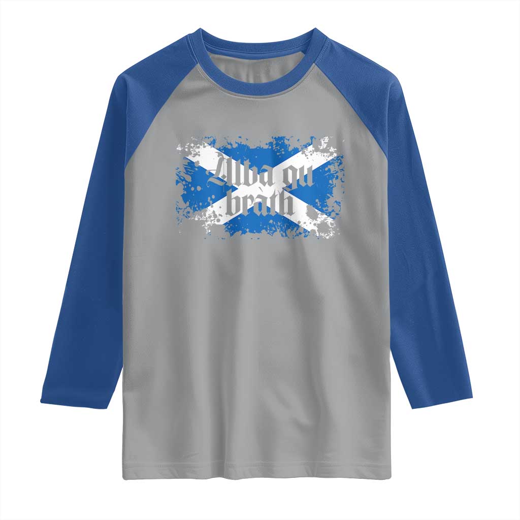 Alba Gu Brath Raglan Shirt Vintage Scottish Scotland Flag Saltire TS11 Sport Gray Royal Print Your Wear