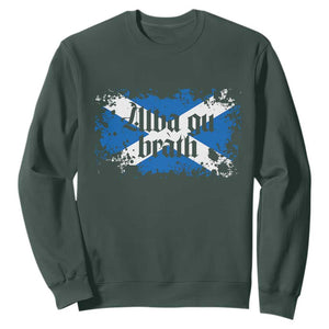 Alba Gu Brath Sweatshirt Vintage Scottish Scotland Flag Saltire TS11 Dark Forest Green Print Your Wear