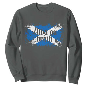 Alba Gu Brath Sweatshirt Vintage Scottish Scotland Flag Saltire TS11 Dark Heather Print Your Wear