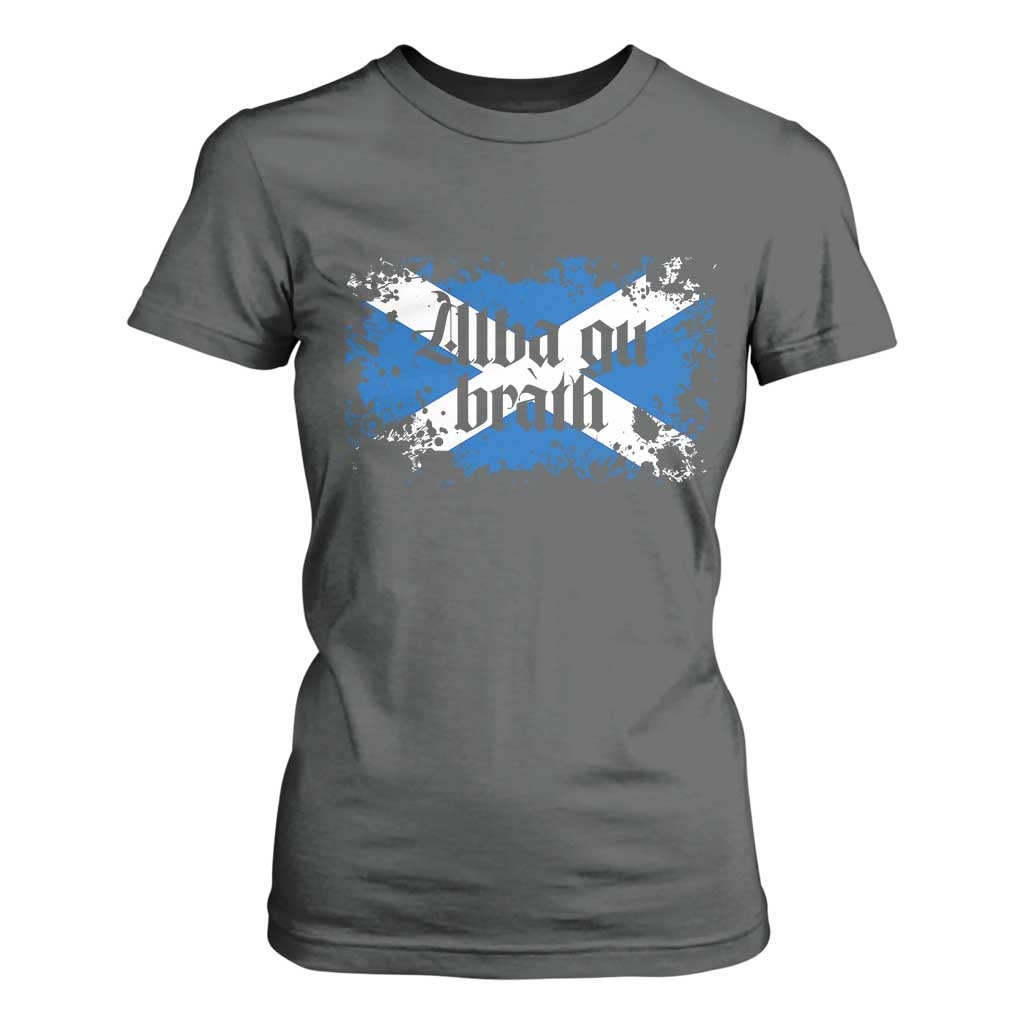 Alba Gu Brath T Shirt For Women Vintage Scottish Scotland Flag Saltire TS11 Dark Heather Print Your Wear