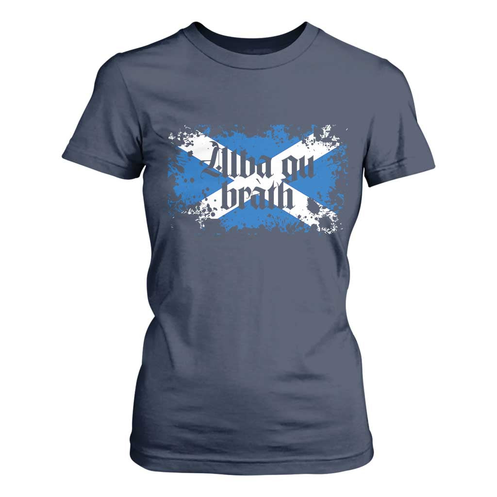 Alba Gu Brath T Shirt For Women Vintage Scottish Scotland Flag Saltire TS11 Navy Print Your Wear