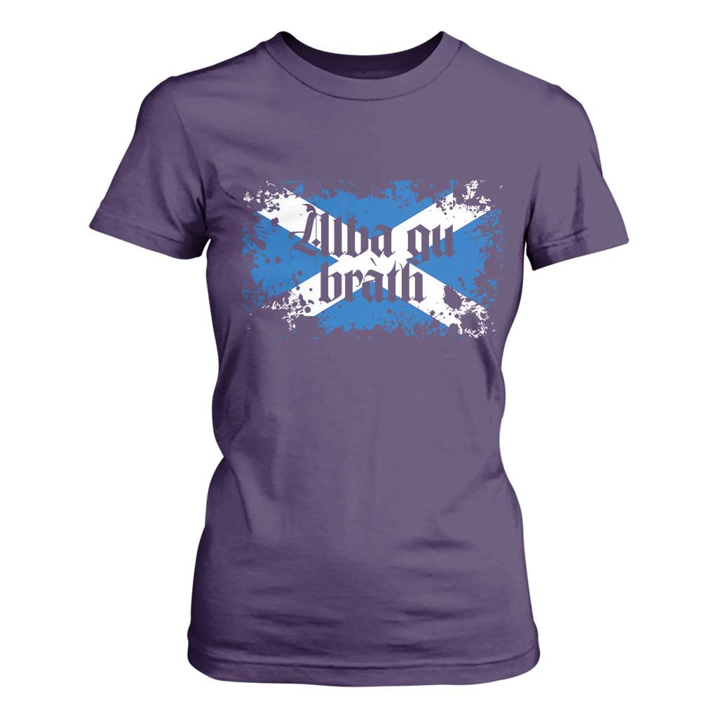 Alba Gu Brath T Shirt For Women Vintage Scottish Scotland Flag Saltire TS11 Purple Print Your Wear