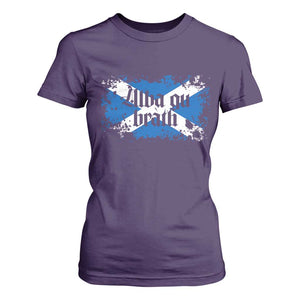 Alba Gu Brath T Shirt For Women Vintage Scottish Scotland Flag Saltire TS11 Purple Print Your Wear