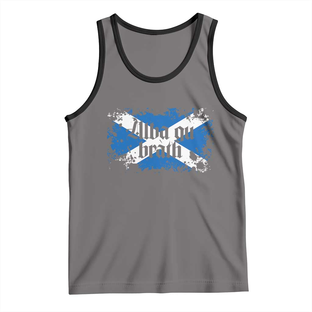Alba Gu Brath Tank Top Vintage Scottish Scotland Flag Saltire TS11 Deep Heather Black Print Your Wear