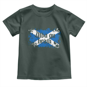 Alba Gu Brath Toddler T Shirt Vintage Scottish Scotland Flag Saltire TS11 Dark Forest Green Print Your Wear