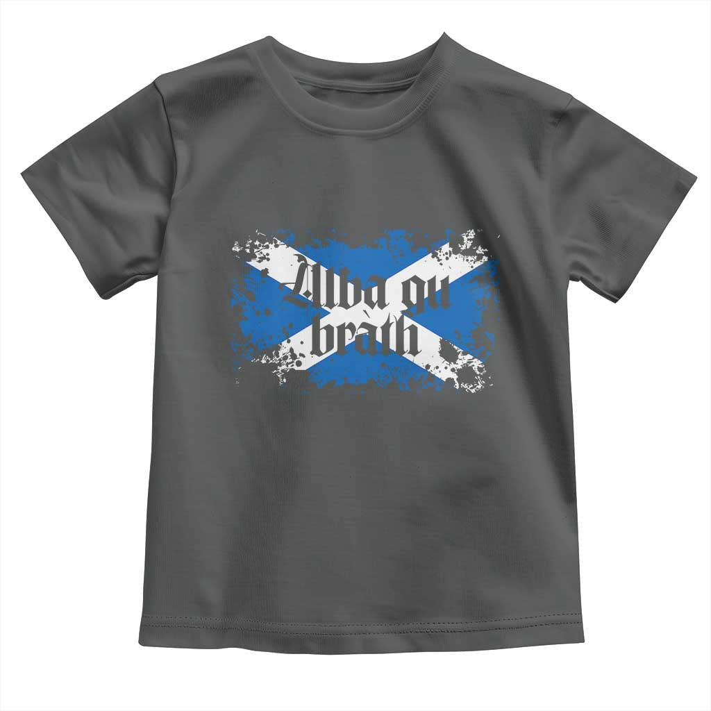 Alba Gu Brath Toddler T Shirt Vintage Scottish Scotland Flag Saltire TS11 Dark Heather Print Your Wear