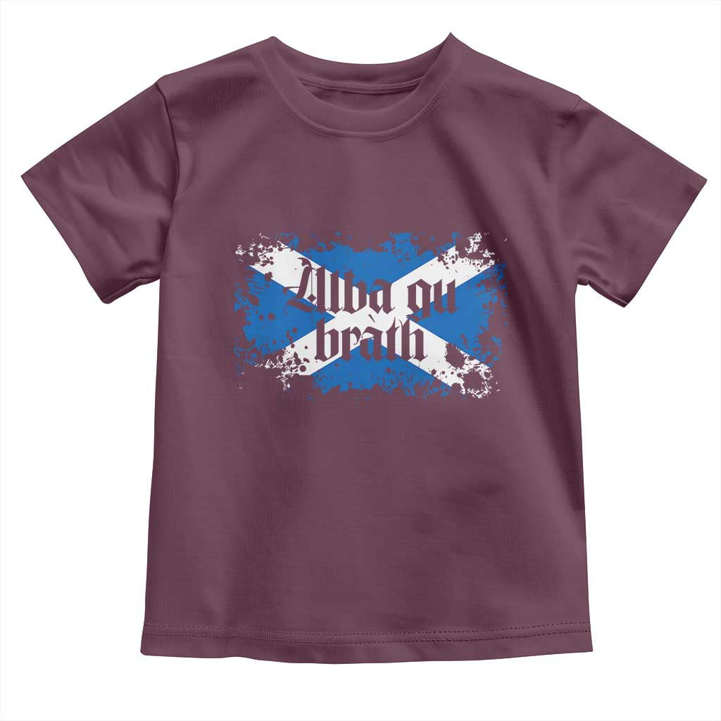 Alba Gu Brath Toddler T Shirt Vintage Scottish Scotland Flag Saltire TS11 Maroon Print Your Wear